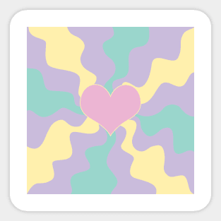 Heart - Pastel Pink, Yellow, Purple and Green Sticker